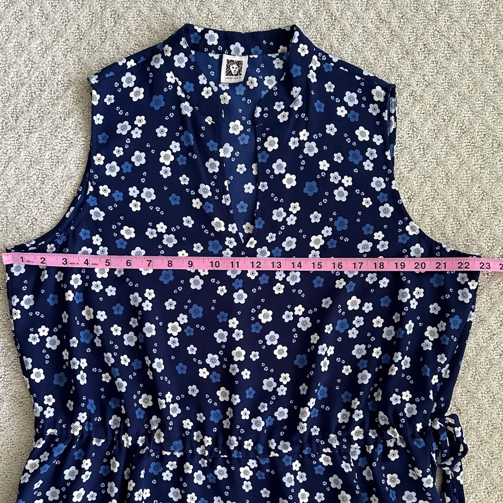 Anne Klein Floral Print V-Neck Midi Dress Size 16/18 Blue/White Office Summer - Picture 10 of 10
